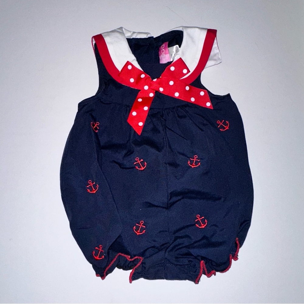 Good Lad Nautical Romper One Piece Anchors Cruise Sailor Summer Size 9 Months